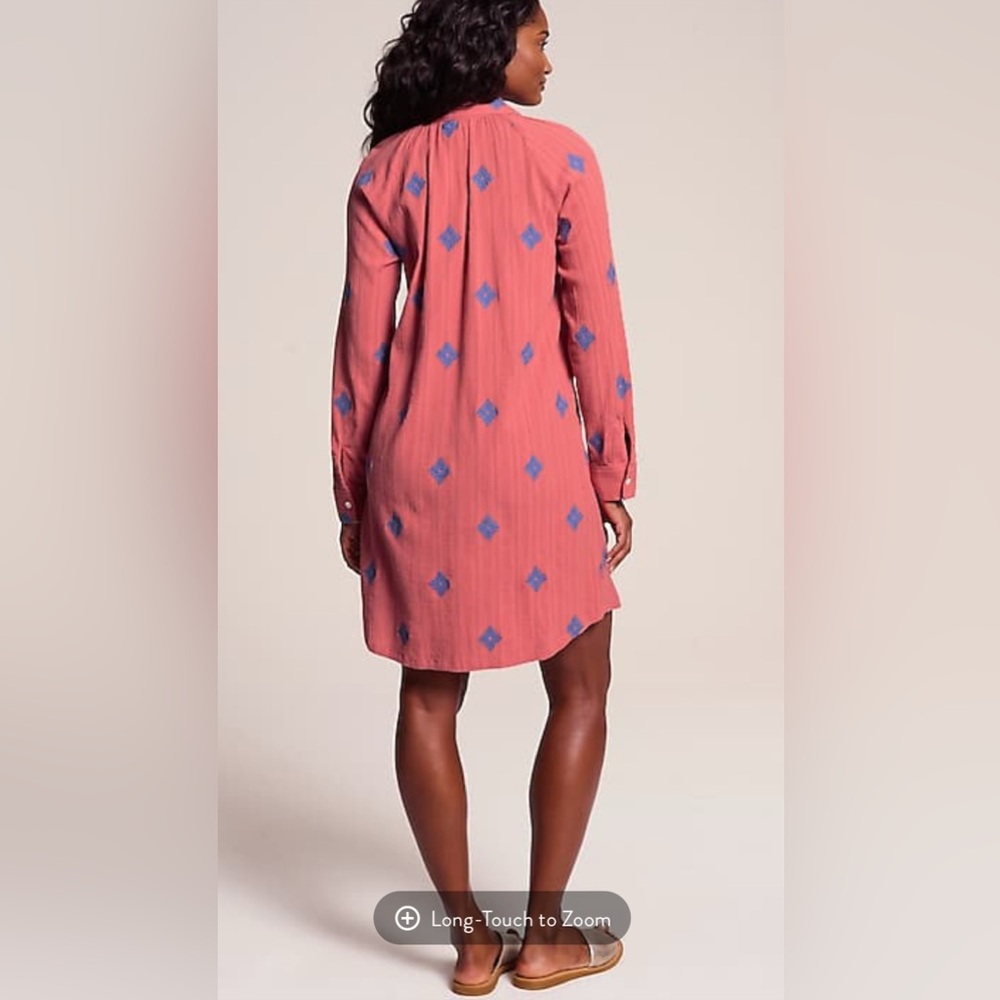 NWT J. Jill Women’s Pure Jill Boho Embroidered Cotton Tunic Shirtdress Sz L - Picture 3 of 8